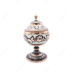 Copperdone Decorative Handmade Hand Engraved Copper Candy Sugar Bowl With Lid Black Color - 1