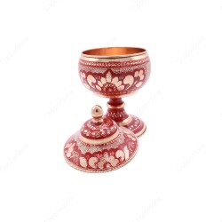 Copperdone Decorative Handmade Hand Engraved Copper Candy Sugar Bowl With Lid Red Color - 2