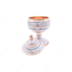 Copperdone Decorative Handmade Hand Engraved Copper Candy Sugar Bowl With Lid White Color - 2