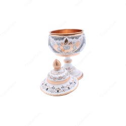 Copperdone Decorative Handmade Hand Engraved Copper Candy Sugar Bowl With Lid White Color - 2