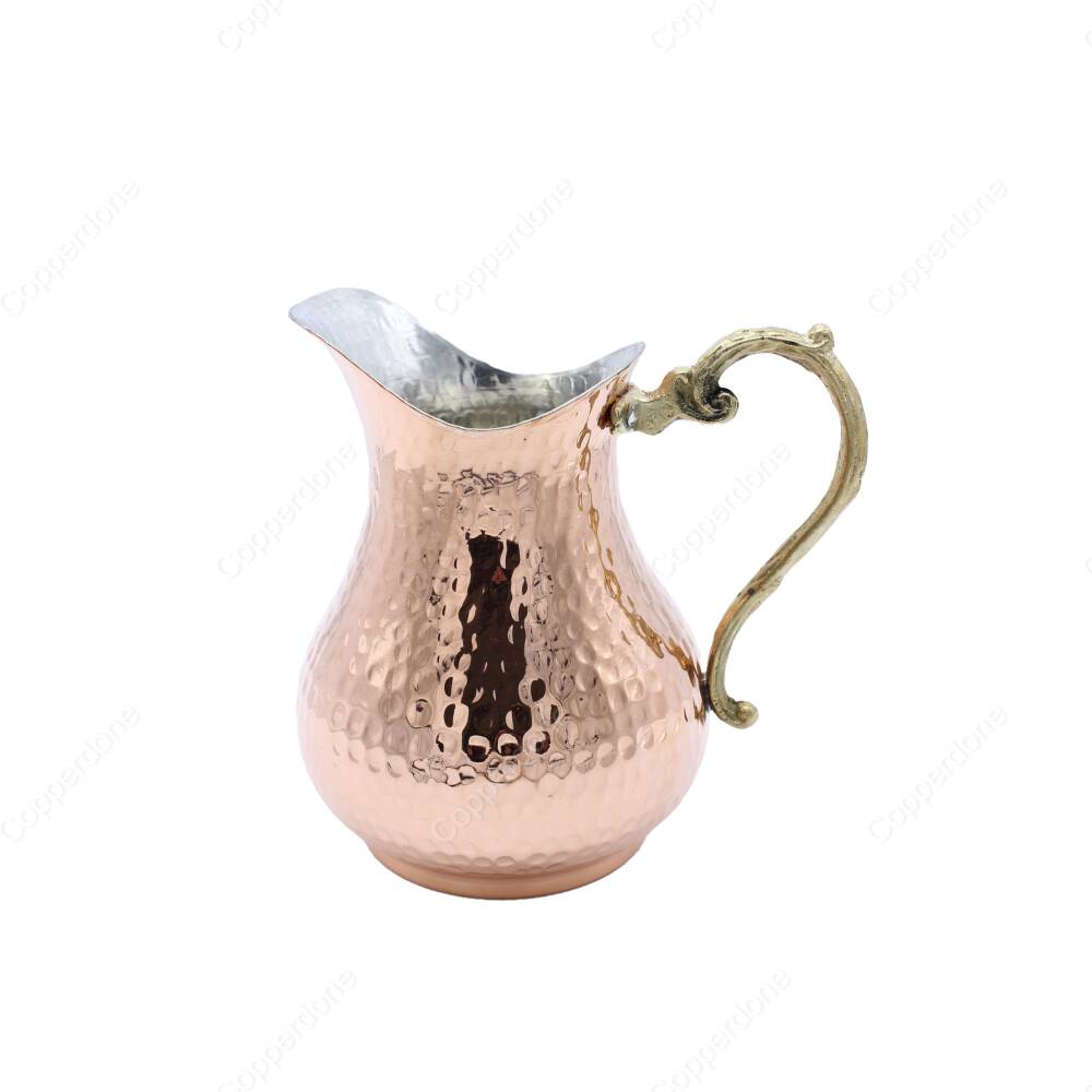 Copperdone Decorative Handmade Hand Hammered Copper Jug Decanter With Brass Handle Large - 1