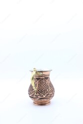 Copperdone El işlemeli Otantik Desenli Antik Eskitme Bakır Maşrapa Bardak - 4