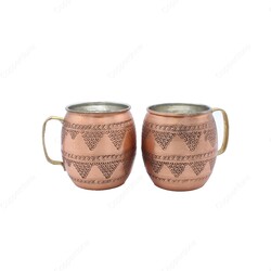 Copperdone El İşlemeli Üzümlü Eskitme Bakır Kupa Moscow Mule Bardak Antik Bakır Renk - 2