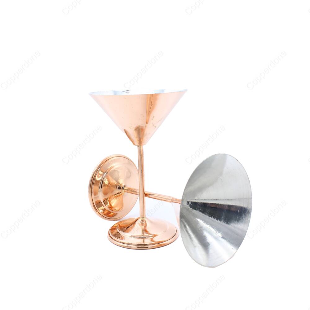 Copperdone El Yapımı Özel Tasarım Bakır Bardak Martini Kadehi - 1