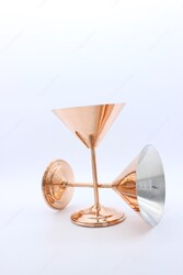 Copperdone El Yapımı Özel Tasarım Bakır Bardak Martini Kadehi - 3