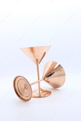 Copperdone El Yapımı Özel Tasarım Bakır Bardak Martini Kadehi - 5