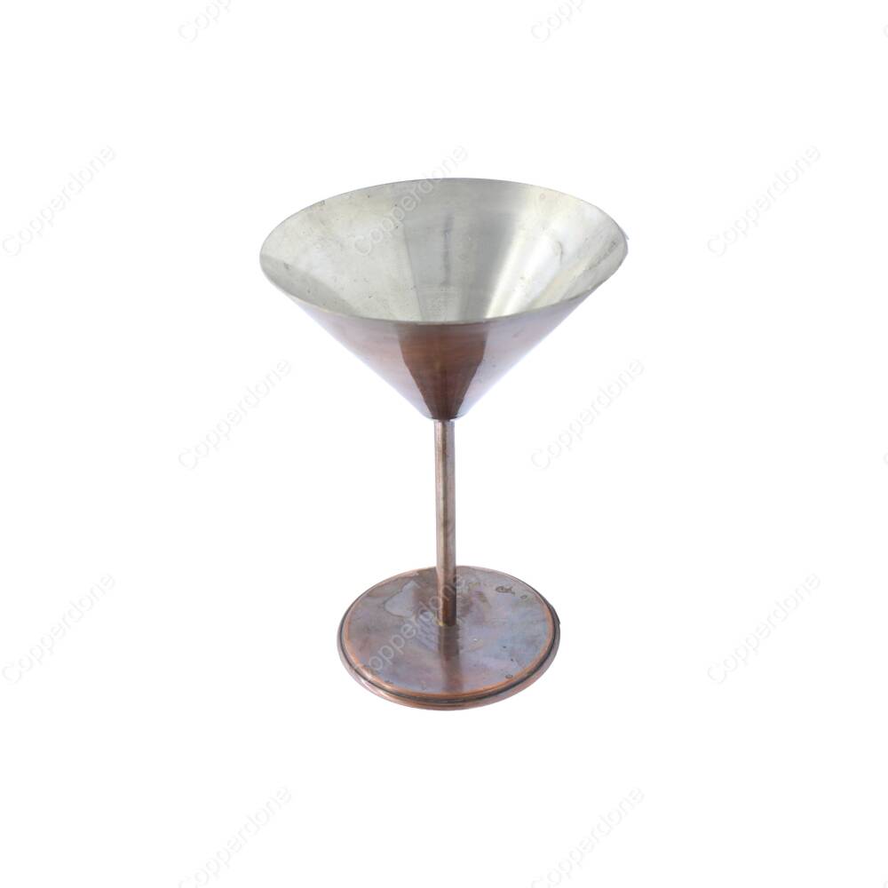 Copperdone El Yapımı Özel Tasarım Eskitme Bakır Bardak Martini Kadehi - 2