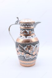 Copperdone Erzincan El İşlemeli Kapaklı Otantik Bakır Sürahi Beyaz Renk 24cm - 3