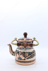 Copperdone Erzincan Handmade Hand Embroidered Copper Teapot Tea Kettle With Wooden Handle Black - 3