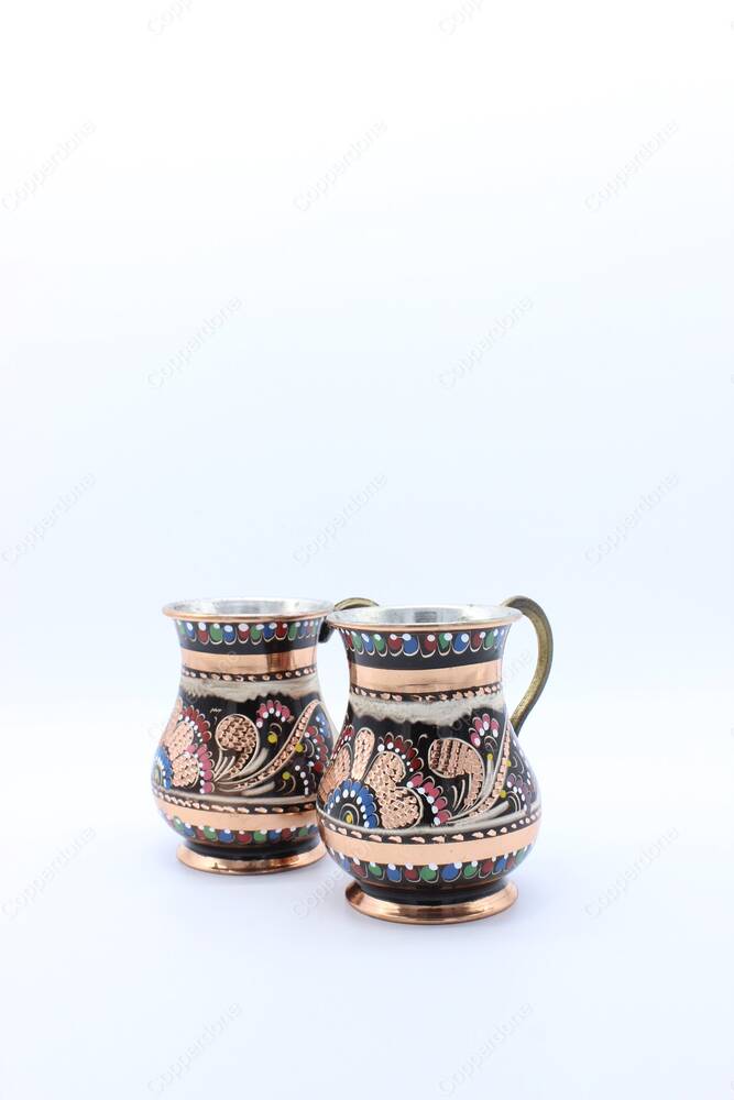 Copperdone Erzincan Handwork Handpainted Turkish Copper Mug Masrapa Cup - 4