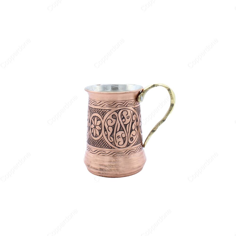 Copperdone Fine Hand Engraved Chisel Work Turkish Copper Mug Masrapa Cup Antique Copper Color ANATOLIA COLLECTION 1 - 1