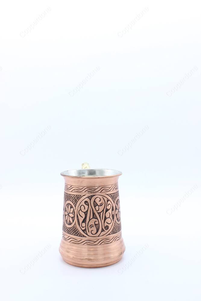 Copperdone Fine Hand Engraved Chisel Work Turkish Copper Mug Masrapa Cup Antique Copper Color ANATOLIA COLLECTION 1 - 5