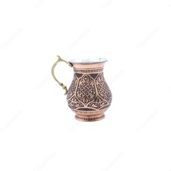 Copperdone Fine Hand Engraved Chisel Work Turkish Copper Mug Masrapa Cup Antique Copper Color MODEL 2 - 2