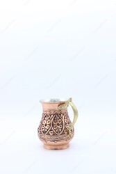 Copperdone Fine Hand Engraved Chisel Work Turkish Copper Mug Masrapa Cup Antique Copper Color MODEL 3 - 4