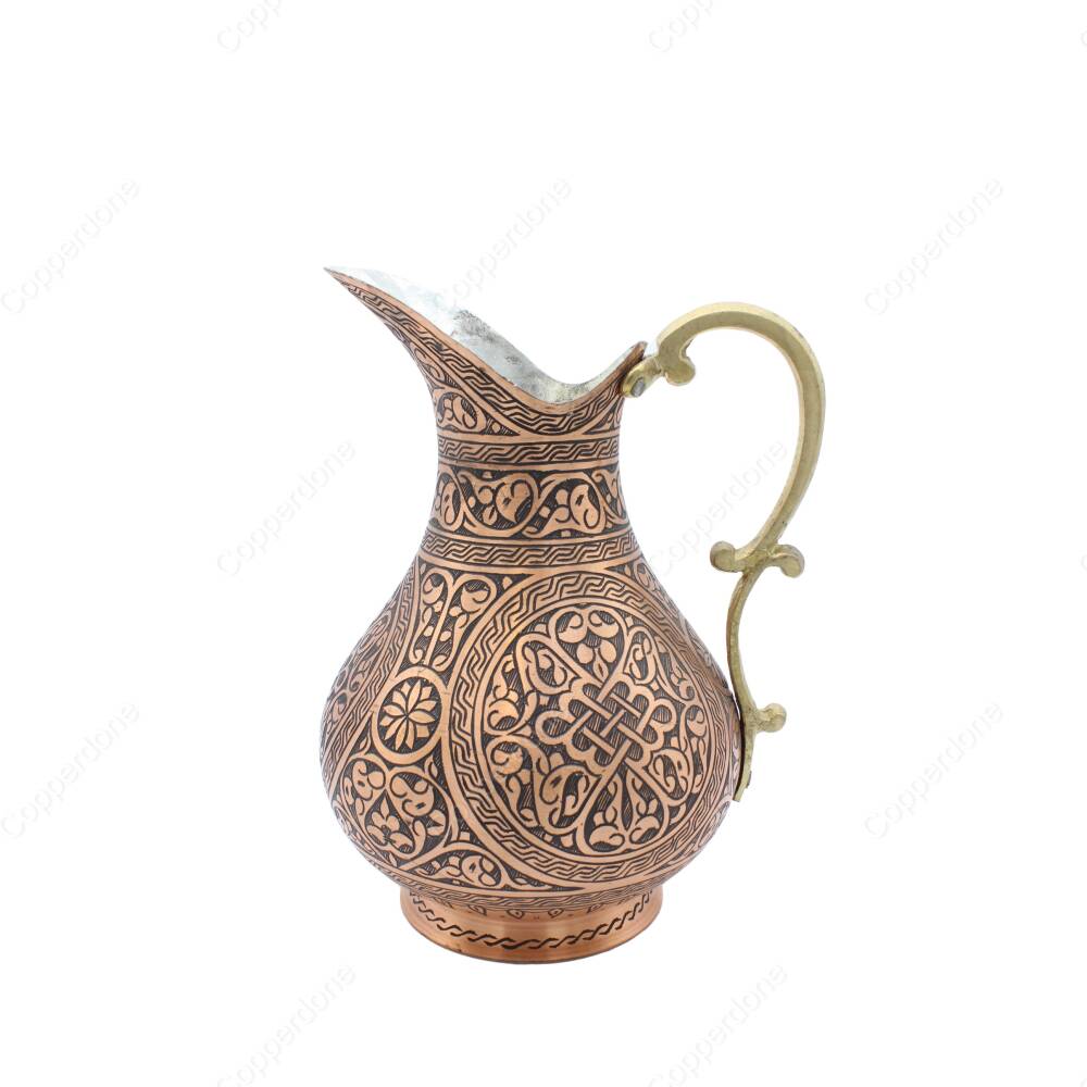 Copperdone Fine Handcrafted Hand Engraved Chisel Work Copper Jug Decanter Antique Copper Color Ottoman Collection 1 - 1