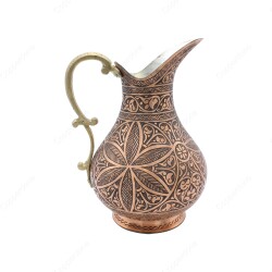 Copperdone Fine Handcrafted Hand Engraved Chisel Work Copper Jug Decanter Antique Copper Color Ottoman Collection 10 - 2