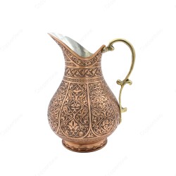 Copperdone Fine Handcrafted Hand Engraved Chisel Work Copper Jug Decanter Antique Copper Color Ottoman Collection 2 - 1