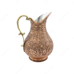 Copperdone Fine Handcrafted Hand Engraved Chisel Work Copper Jug Decanter Antique Copper Color Ottoman Collection 2 - 2