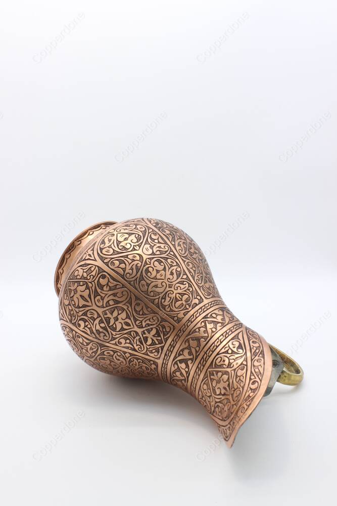 Copperdone Fine Handcrafted Hand Engraved Chisel Work Copper Jug Decanter Antique Copper Color Ottoman Collection 2 - 5