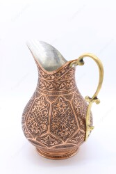 Copperdone Fine Handcrafted Hand Engraved Chisel Work Copper Jug Decanter Antique Copper Color Ottoman Collection 4 - 5