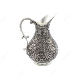 Copperdone Fine Handcrafted Hand Engraved Chisel Work Copper Jug Decanter Antique Silver Color Ottoman Collection 11 - 2