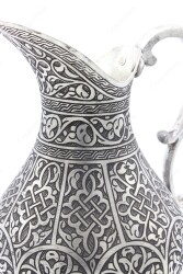 Copperdone Fine Handcrafted Hand Engraved Chisel Work Copper Jug Decanter Antique Silver Color Ottoman Collection 11 - 5