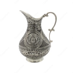 Copperdone Fine Handcrafted Hand Engraved Chisel Work Copper Jug Decanter Antique Silver Color Ottoman Collection 13 - 1