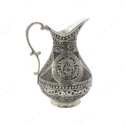 Copperdone Fine Handcrafted Hand Engraved Chisel Work Copper Jug Decanter Antique Silver Color Ottoman Collection 13 - 2