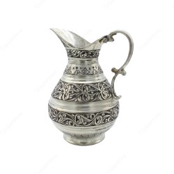 Copperdone Fine Handcrafted Hand Engraved Chisel Work Copper Jug Decanter Antique Silver Color Ottoman Collection 14 - 2