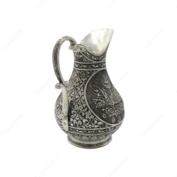 Copperdone Fine Handcrafted Hand Engraved Chisel Work Copper Jug Decanter Antique Silver Color Ottoman Collection 15 - 2