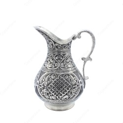 Copperdone Fine Handcrafted Hand Engraved Chisel Work Copper Jug Decanter Antique Silver Color Ottoman Collection 7 - 1