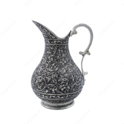 Copperdone Fine Handcrafted Hand Engraved Chisel Work Copper Jug Decanter Antique Silver Color Ottoman Collection 8 - 1