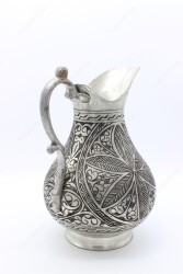 Copperdone Fine Handcrafted Hand Engraved Chisel Work Copper Jug Decanter Antique Silver Color Ottoman Collection 9 - 3