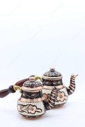 Copperdone Gaziantep Handmade Hand Painted Small Size Turkish Copper Teapot Tea Kettle With Wooden Handle Black - 3