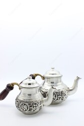 Copperdone Gaziantep Style Handmade Hand Engraved Chisel Work Turkish Copper Teapot Tea Kettle Antic Silver Color - 3