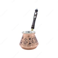 Copperdone Gaziantep Style Handmade Hand Engraved Copper Coffee Pot Cezve Ibrik Briki Turkish Greek Arabic Coffee Maker Large Antique Copper Color - 1