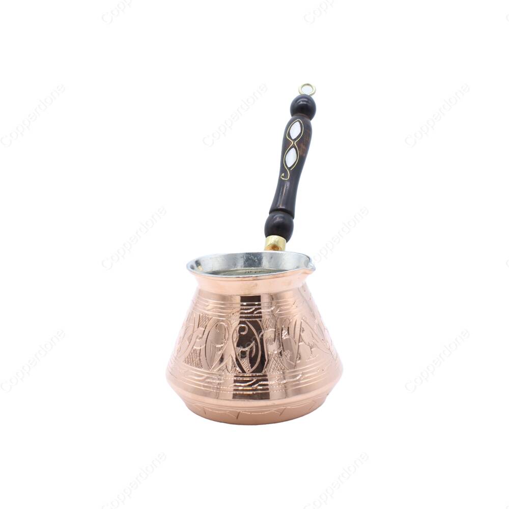 Copperdone Gaziantep Style Handmade Hand Engraved Copper Coffee Pot Cezve Ibrik Briki Turkish Greek Arabic Coffee Maker Large - 1