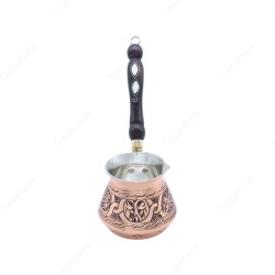 Copperdone Gaziantep Style Handmade Hand Engraved Copper Coffee Pot Cezve Ibrik Briki Turkish Greek Arabic Coffee Maker Medium Antique Copper Color - 2