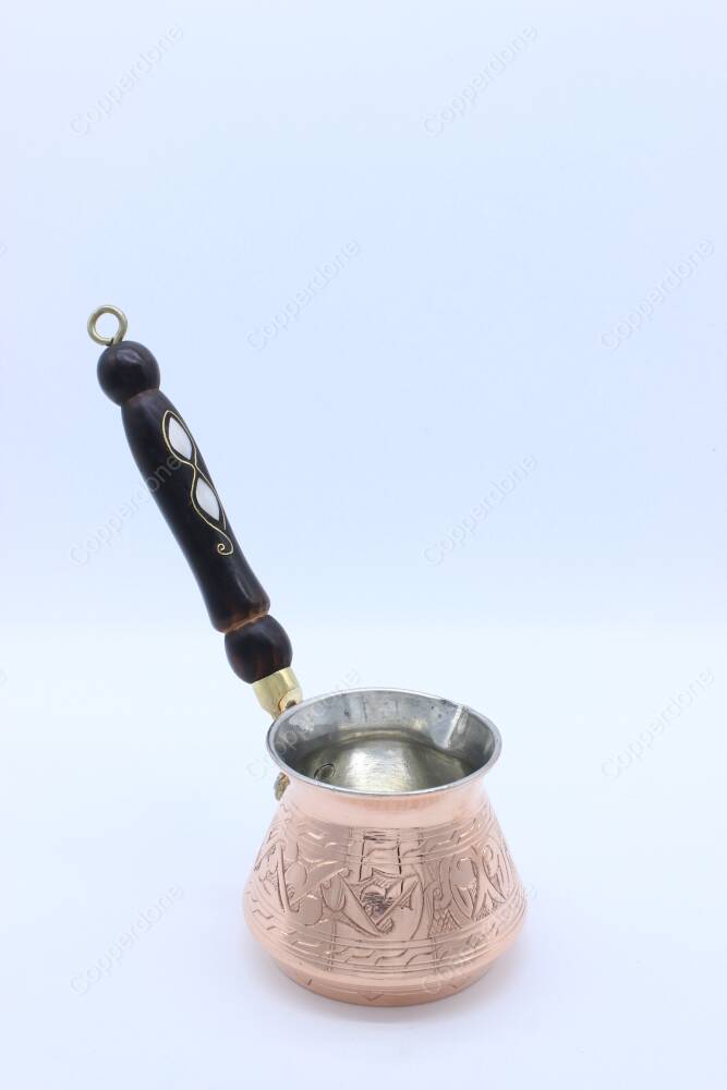 Copperdone Gaziantep Style Handmade Hand Engraved Copper Coffee Pot Cezve Ibrik Briki Turkish Greek Arabic Coffee Maker Medium - 3