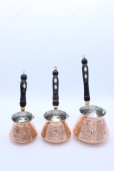 Copperdone Gaziantep Style Handmade Hand Engraved Copper Coffee Pot Cezve Ibrik Briki Turkish Greek Arabic Coffee Maker Set - 4