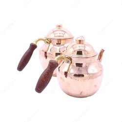 Copperdone Gaziantep Style Handmade Hand Hammered Large Size Copper Teapot Tea Kettle Shiny Copper Color - 2