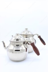 Copperdone Gaziantep Style Handmade Hand Hammered Large Size Copper Teapot Tea Kettle Shiny Silver Color - 3