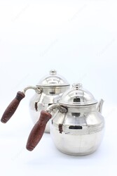 Copperdone Gaziantep Style Handmade Hand Hammered Large Size Copper Teapot Tea Kettle Shiny Silver Color - 5