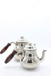 Copperdone Gaziantep Style Handmade Hand Hammered Turkish Copper Teapot Tea Kettle Shiny Silver Color - 4