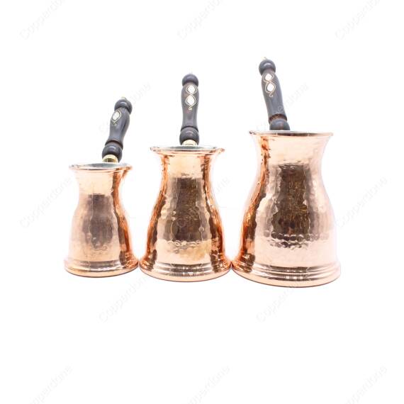 Copperdone Hand Hammered Authentic Copper Coffee Pot Turkish Greek Arabic Coffee Maker Set - 1