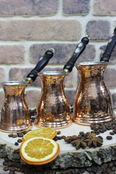 Copperdone Hand Hammered Authentic Copper Coffee Pot Turkish Greek Arabic Coffee Maker Set - 2