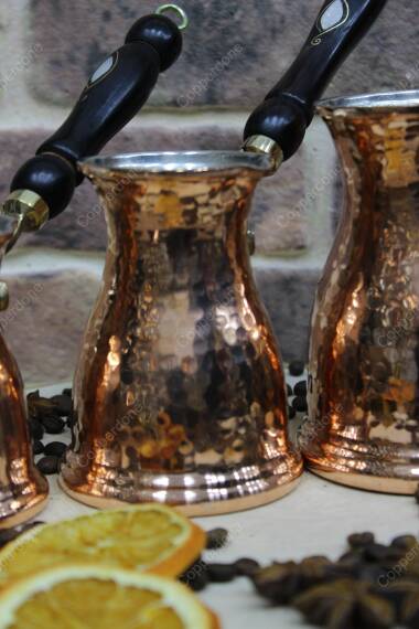 Copperdone Hand Hammered Authentic Copper Coffee Pot Turkish Greek Arabic Coffee Maker Set - 3