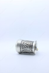 Copperdone Handcrafted Chisel Work Turkish Copper Mug Masrapa Cup Antic Silver Color Model 1 - 4