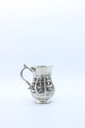 Copperdone Handcrafted Chisel Work Turkish Copper Mug Masrapa Cup Antique Silver Color - 3