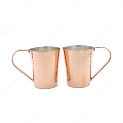 Copperdone Handhammered Copper Mug Masrapa Cup Shiny Copper Color With Copper Handle For Drinkware Serving - 1